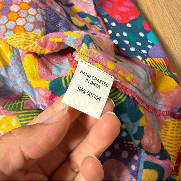 Sohana Colorful Multicolor Ruffle Sleeve Flutter‎ Women's Top Size Large - Picture 4 of 6